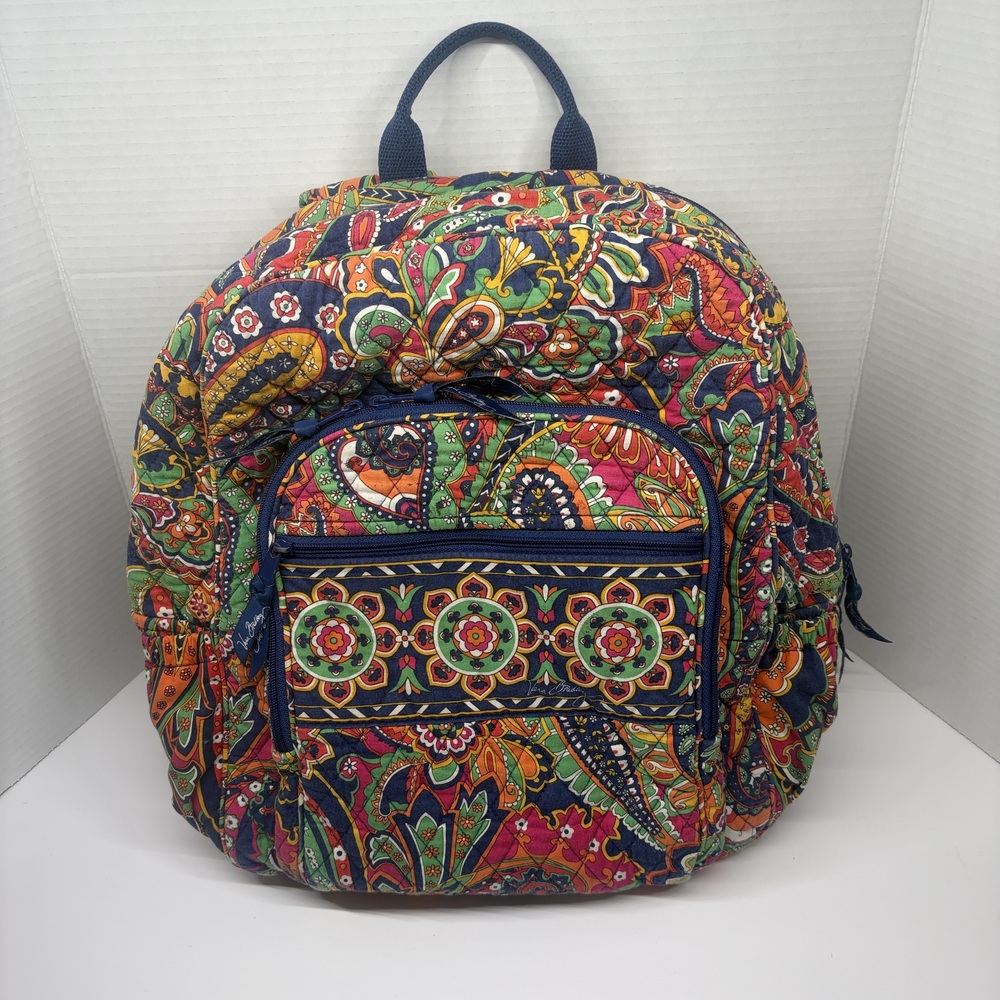 Vera Bradley Backpack Quilted Floral Medium Multi Color Paisley Boho School